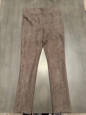 Andrew Marc Women's Brown Faux Suede Slim Chinos